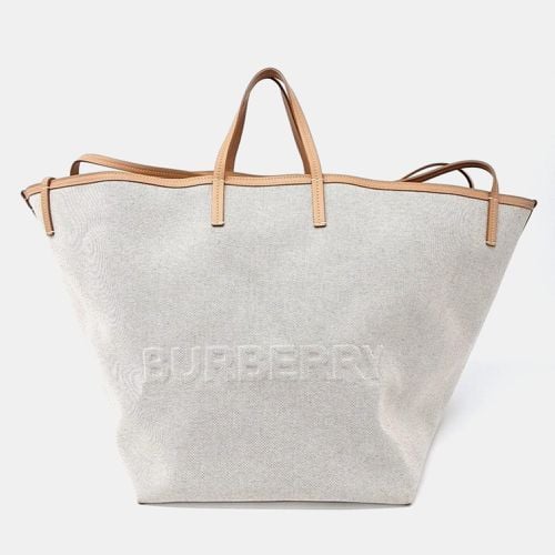 Cream/ Canvas XL Beach Canvas Tote Bag - Burberry - Modalova