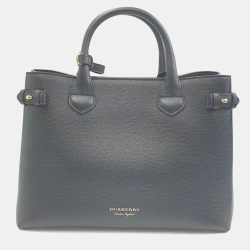 Leather Medium Banner Tote Bag - Burberry - Modalova