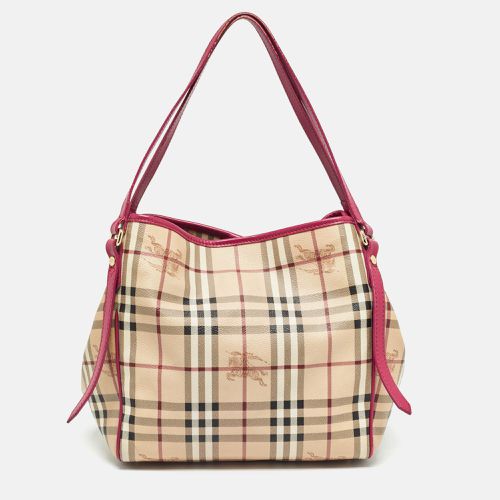 Beige Haymarket Check Coated Canvas and Leather Small Canterbury Tote - Burberry - Modalova