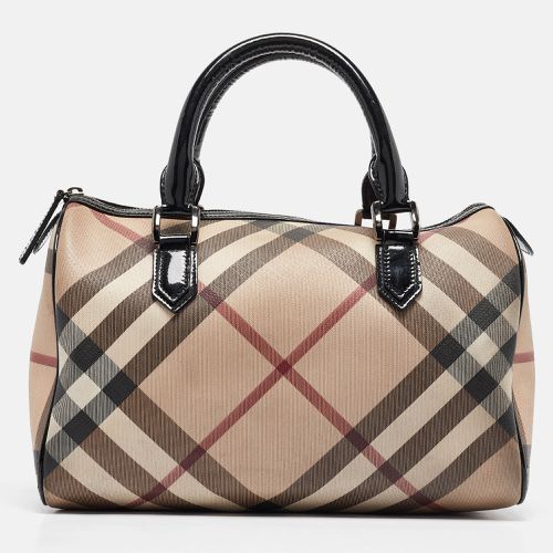 Black/ Nova Check Medium PVC and Patent Leather Chester Boston Bag - Burberry - Modalova