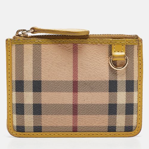 Yellow House Check PVC and Leather Zip Card Holder - Burberry - Modalova