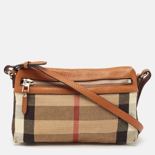 Beige House Check Canvas and Leather Farley Crossbody Bag - Burberry - Modalova