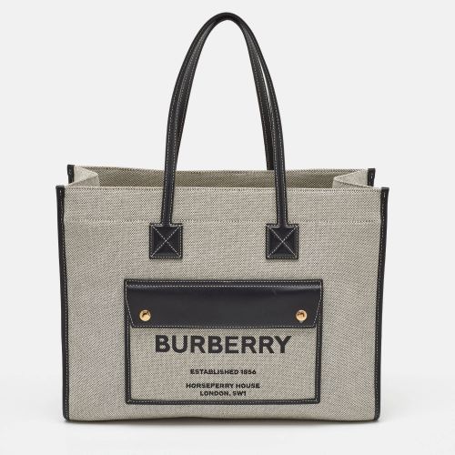 Grey Canvas and Leather Medium Freya Tote - Burberry - Modalova