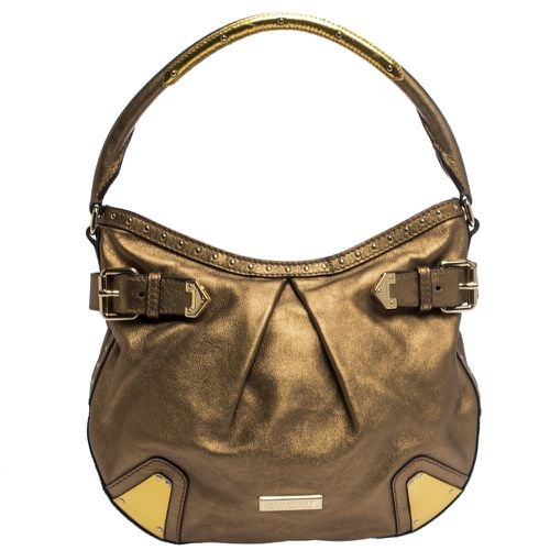 Burberry Gold Leather Hartley Hobo - Burberry - Modalova