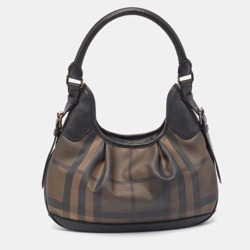 Smoked Check PVC and Leather Small Brooklyn Hobo - Burberry - Modalova