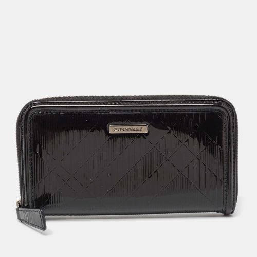 House Check Embossed Patent Leather Zip Continental Wallet - Burberry - Modalova