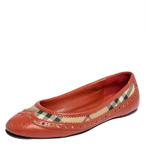 Brogue Leather And Haymarket Check Canvas Tudor Ballet Flats Size 36 - Burberry - Modalova