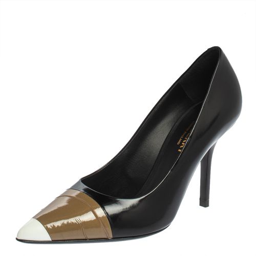 Brown Leather And Patent Leather Pointed Toe Annalise Pumps Size 37 - Burberry - Modalova