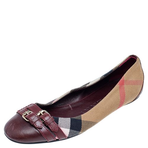 Burgundy Nova Check Canvas And Leather Ballet Flats Size 35 - Burberry - Modalova