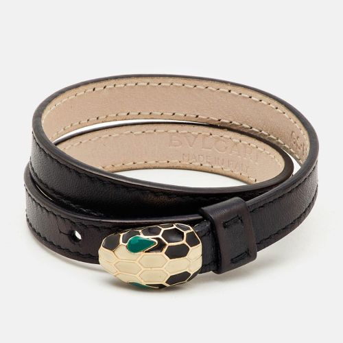 Serpenti Forever Leather Enamel Gold Tone Wrap Bracelet - Bvlgari - Modalova