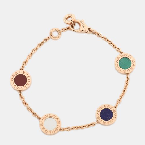 Multi Gemstone Inlay 18K Rose Gold Station Bracelet SM - Bvlgari - Modalova