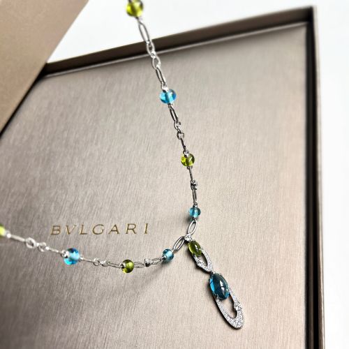 K Gold and Multicolor Gemstone and Diamond Pendant Necklace - Bvlgari - Modalova