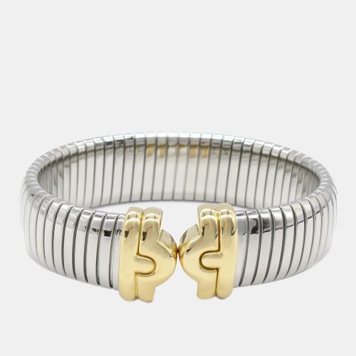 Bicolor 18K Gold and Stainless Steel Parentesi Tubogas Cuff - Bvlgari - Modalova