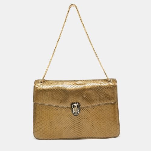 Olive Python Medium Serpenti Forever Shoulder Bag - Bvlgari - Modalova