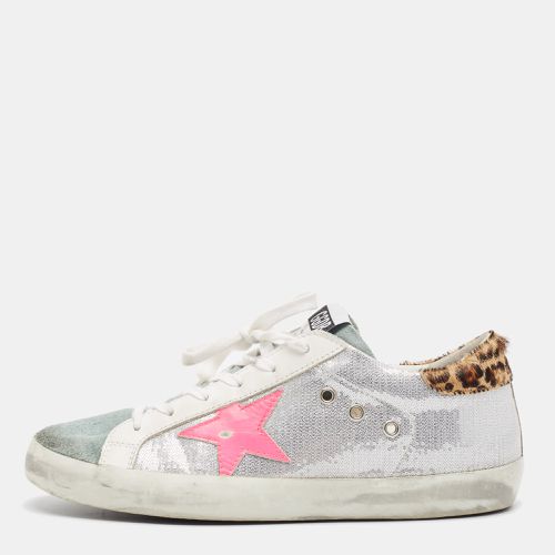 Grey Leather and Sequins Superstar Low Top Sneakers Size 41 - Golden Goose - Modalova