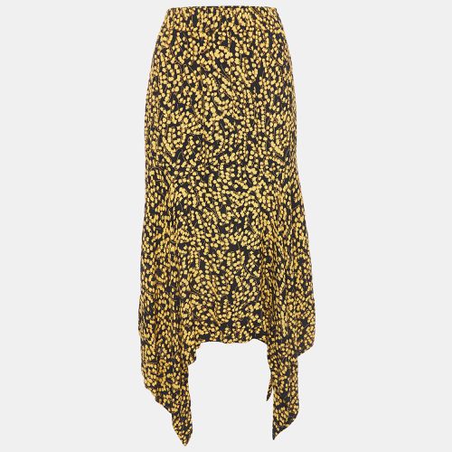 Yellow Floral Printed Crepe Asymmetrical Skirt L - Ganni - Modalova