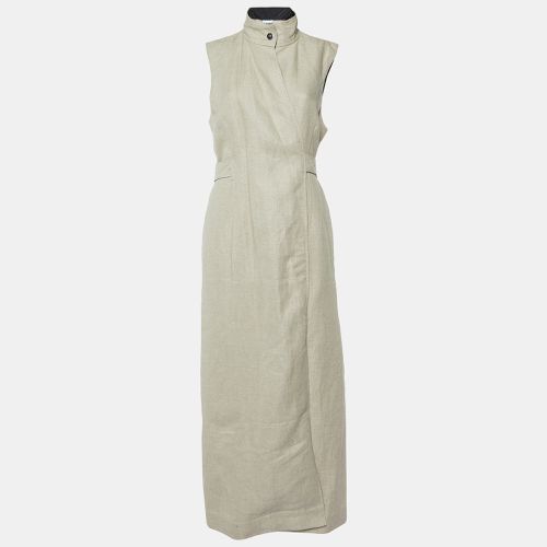 Linen Long Wrap Around Dress L - Ganni - Modalova