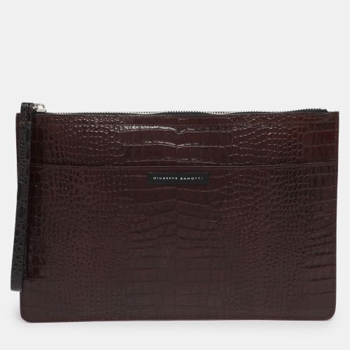 Maroon Croc Embossed Leather Morris Clutch - Giuseppe Zanotti - Modalova