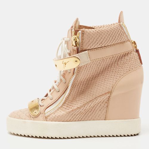 Peach Python Embossed Leather Coby Wedge Sneakers Size 38 - Giuseppe Zanotti - Modalova