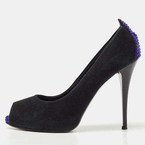 Suede Crystal Embellished Peep Toe Pumps Size 37 - Giuseppe Zanotti - Modalova