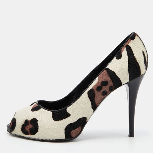 Tri Color Leopard Print Calf Hair Peep Toe Pumps Size 40 - Giuseppe Zanotti - Modalova