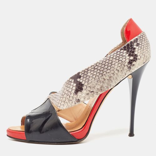 Tricolor Embossed Snakeskin and Patent Leather Open Toe D'orsay Pumps Size 40.5 - Giuseppe Zanotti - Modalova