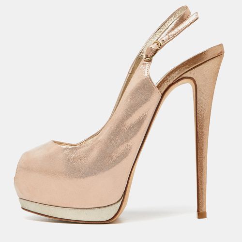 Glitter Nubuck Leather Peep Toe Platform Slingback Sandals Size 39 - Giuseppe Zanotti - Modalova