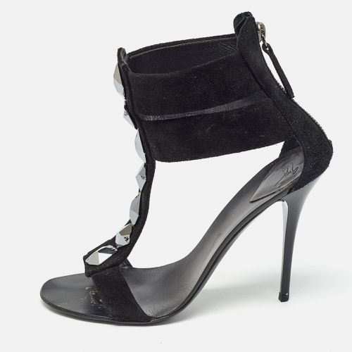 Suede Crystal Embellished T-Bar Ankle Strap Sandals Size 37.5 - Giuseppe Zanotti - Modalova