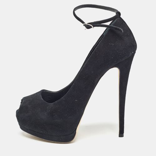 Suede Peep Toe Platform Ankle Strap Pumps Size 38.5 - Giuseppe Zanotti - Modalova