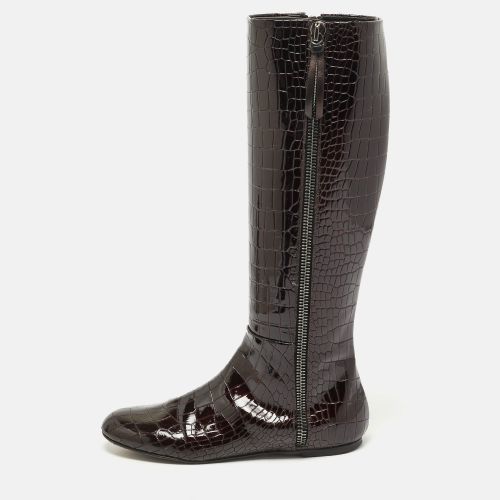 Croc Embossed Patent Leather Ringotto Knee Length Boots Size 38.5 - Giuseppe Zanotti - Modalova