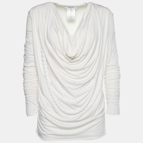 Off-White Stretch Knit Beaded Chain Detail Draped Blouse M - Givenchy - Modalova