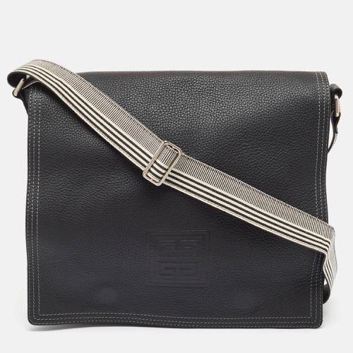 Leather Logo Embossed Flap Messenger Bag - Givenchy - Modalova