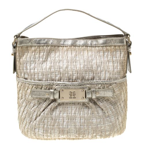 Shimmering Canvas and Leather Small Trim Hobo - Givenchy - Modalova