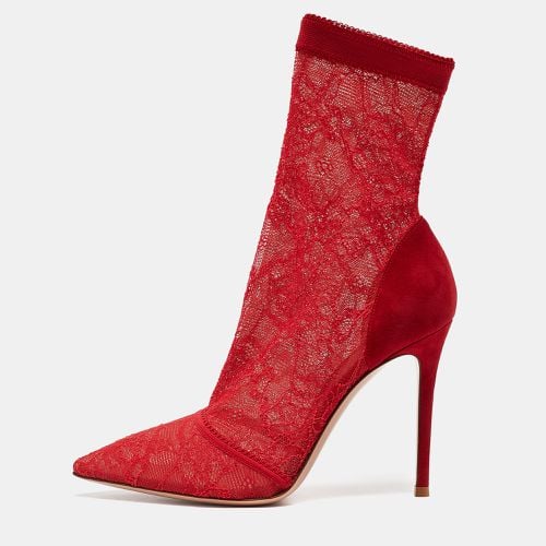 Lace and Suede Brinn Booties Size 39.5 - Gianvito Rossi - Modalova