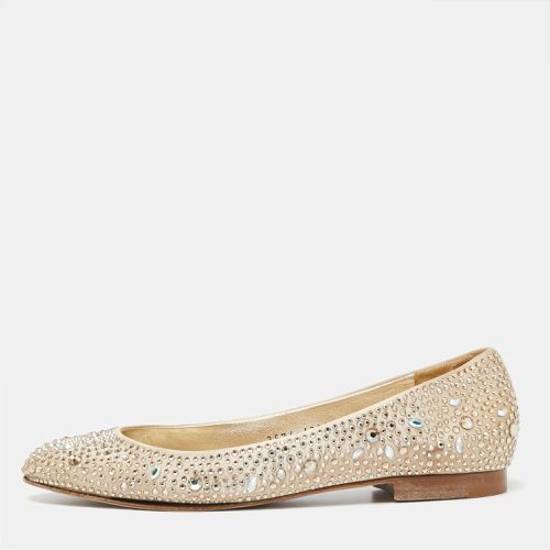 Satin Crystal Embellished Ballet Flats Size 38 - Gina - Modalova