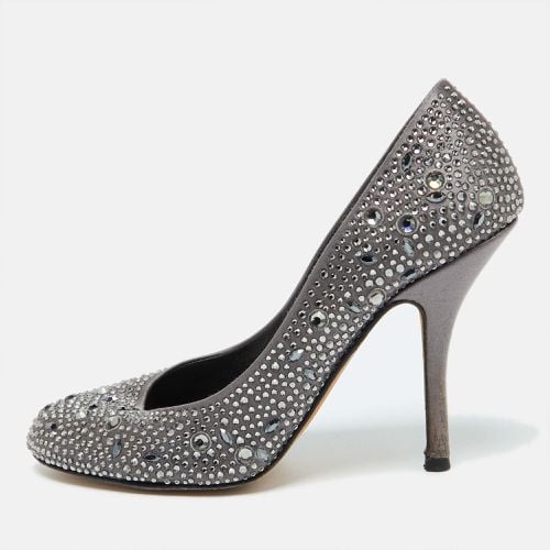 Dark Satin Crystal Embellished Pumps Size 38 - Gina - Modalova