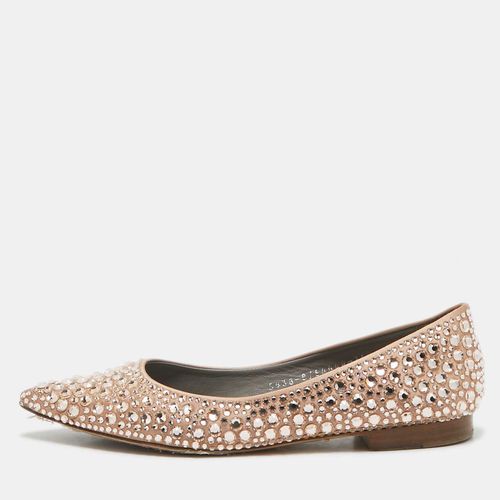 Satin Crystal Embellished Ballet Flats Size 36.5 - Gina - Modalova