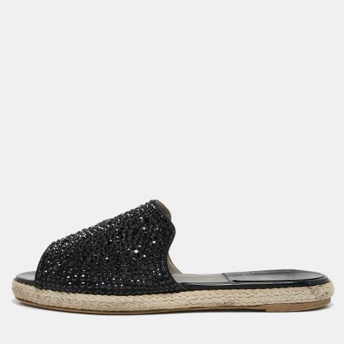 Satin Crystal Embellished Espadrille Flats Size 37 - Gina - Modalova