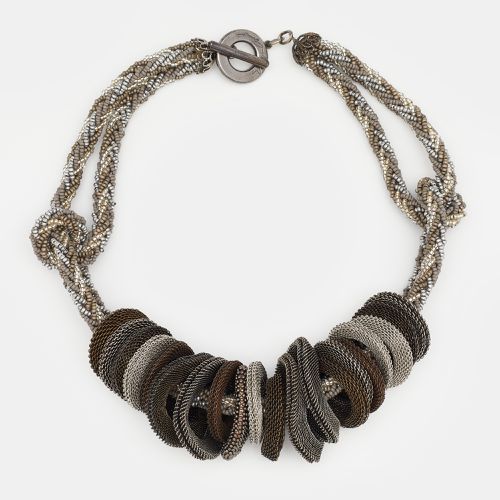 Three Tone Bead & Mesh Toggle Necklace - Giorgio Armani - Modalova