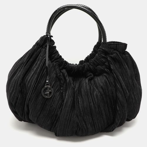 Jacquard Fabric Pleated Hobo - Giorgio Armani - Modalova