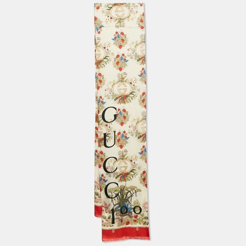 Red Printed Silk Lady Savanero Scarf - Gucci - Modalova