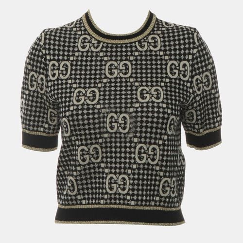 Gold, Grey Wool, Viscose, Metalissed Fibre GG Blend Jacquard Lame Top Xs - Gucci - Modalova