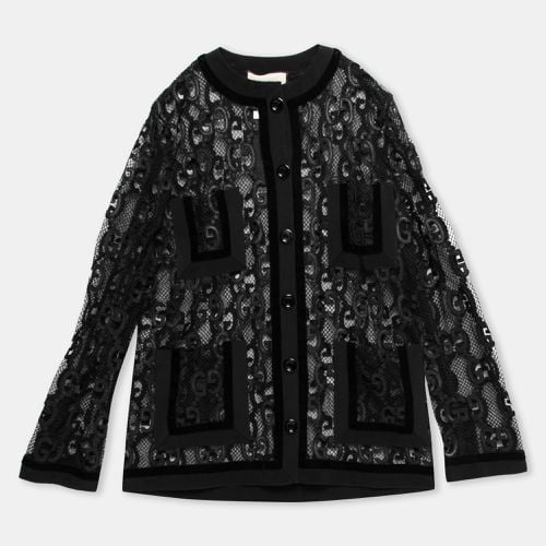 Mesh Laser Cut GG Long Sleeve Button Front Jacket S - Gucci - Modalova