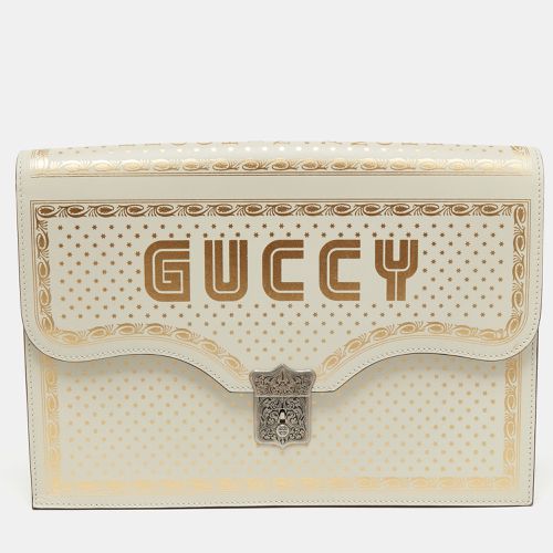 Off Leather Guccy Portfolio Clutch - Gucci - Modalova