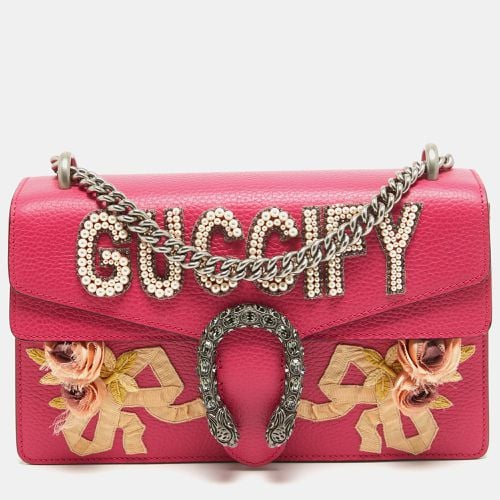 Magenta Leather Small fy Pearl Embellished Dionysus Shoulder Bag - Gucci - Modalova