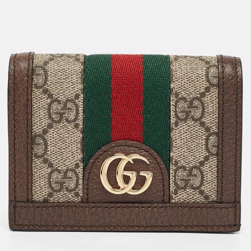 Ebony GG Supreme Canvas and Leather Ophidia Card Case - Gucci - Modalova