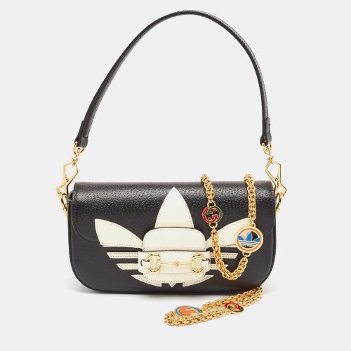 X Adidas /White Leather Small Horsebit 1955 Shoulder Bag - Gucci - Modalova