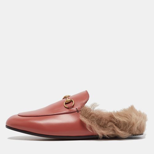 Leather Fur Lined Princetown Flat Mules Size 37 - Gucci - Modalova