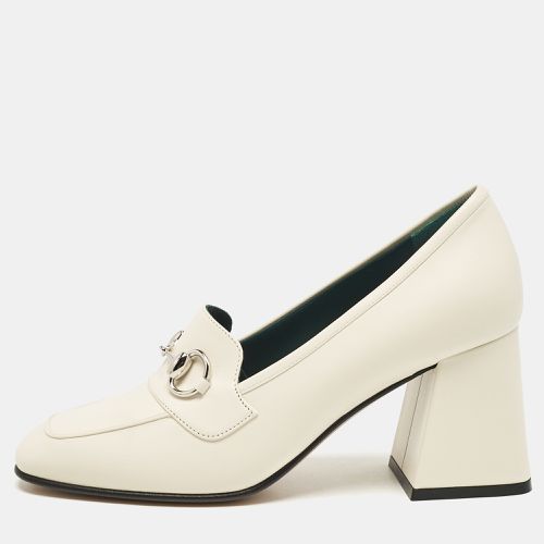 Leather Horsebit Block Heel Pumps Size 38.5 - Gucci - Modalova