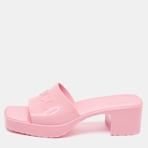 Rubber Logo Embossed Platform Slide Sandals Size 40 - Gucci - Modalova